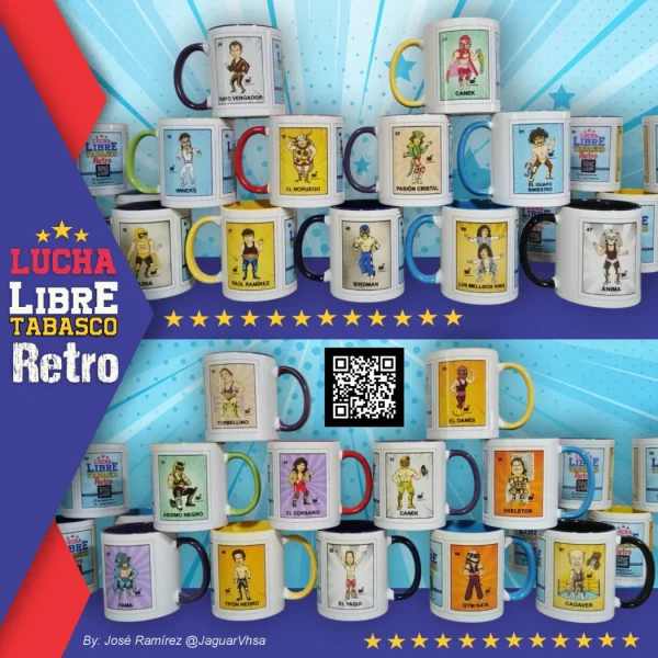 Tazas luchadores retro